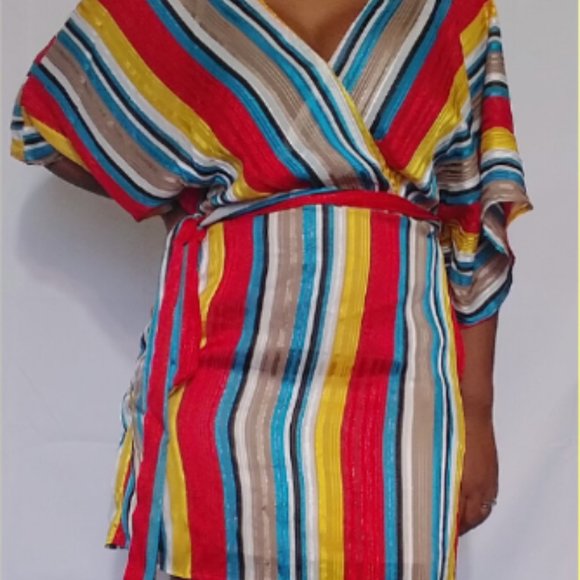 Show Stopper Striped Colorful Dress Size Medium - Picture 3 of 5